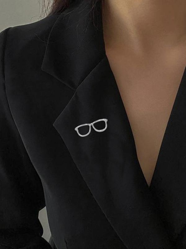 Women's Alloy Glossy Plain Color Eyeglasses Frame Brooch, Cute Trendy Collar Clip, Fashionable Clothes Accessories for Daily Decoration