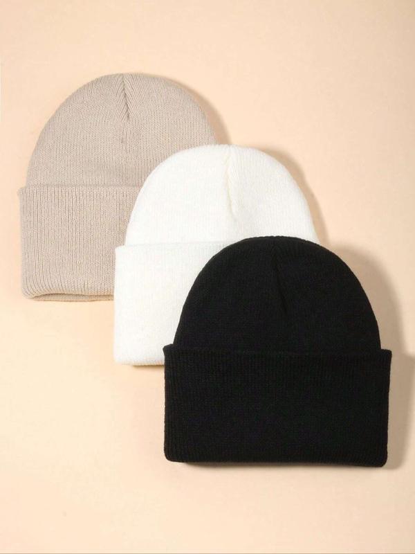 Solid Color Beanie Hat, Casual Soft Comfortable Beanie Hat for Fall & Winter, Warm and Stylish Beanie for Women & Men