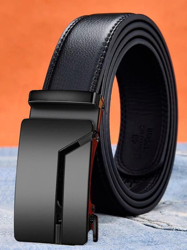 Men's Plain Color Business Pu Leather Belts As Gift, Adjustable Waist Designer Belt , Clothes Accessories for Work & Daily Use Summer