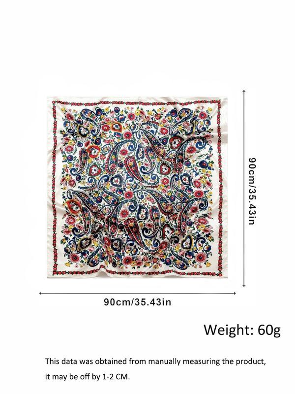 Women's Elegant Floral & Paisley Print Scarf, Exquisite Trendy Square Scarf Multifunctional Hair Band, Fashionable Scarf for Daily & Party Decoration