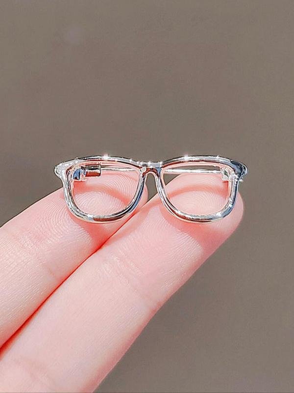 Women's Alloy Glossy Plain Color Eyeglasses Frame Brooch, Cute Trendy Collar Clip, Fashionable Clothes Accessories for Daily Decoration