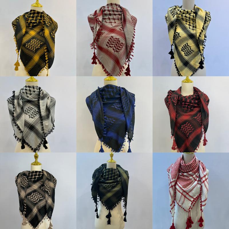 Colorful traditional woven Palestinian kuffiyeh,shemagh, or scarf with classic Palestinian patterns