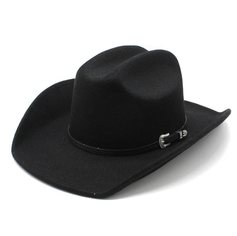 Men Women Western Cowboy Hat with Belt Winter Autumn Church Jazz Elegant Cowgirl Sombrero Caps