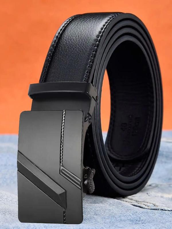 Men's Plain Color Business Pu Leather Belts As Gift, Adjustable Waist Designer Belt , Clothes Accessories for Work & Daily Use Summer