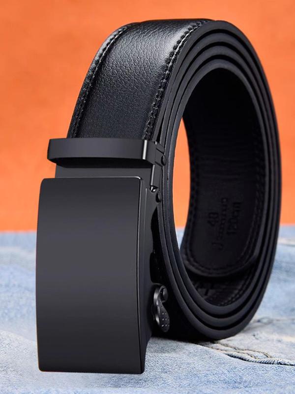 Men's Plain Color Business Pu Leather Belts As Gift, Adjustable Waist Designer Belt , Clothes Accessories for Work & Daily Use Summer