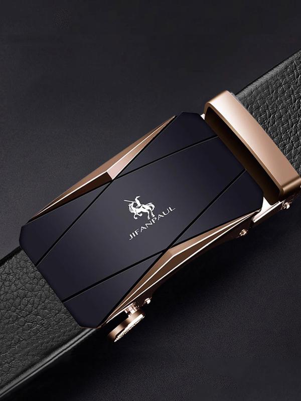 Fashion Plain Automatic Buckle Pu Leather Belt, Classic Business Texture Belt for Men, Casual Versatile Jeans Belt, Without Box