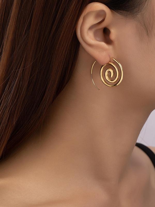 Women's Punk Style Spiral Shape Dangle Earrings, 1 Pair Trendy Exaggerated Dangle Earrings, Chic Street Trend Jewelry for Party Decor