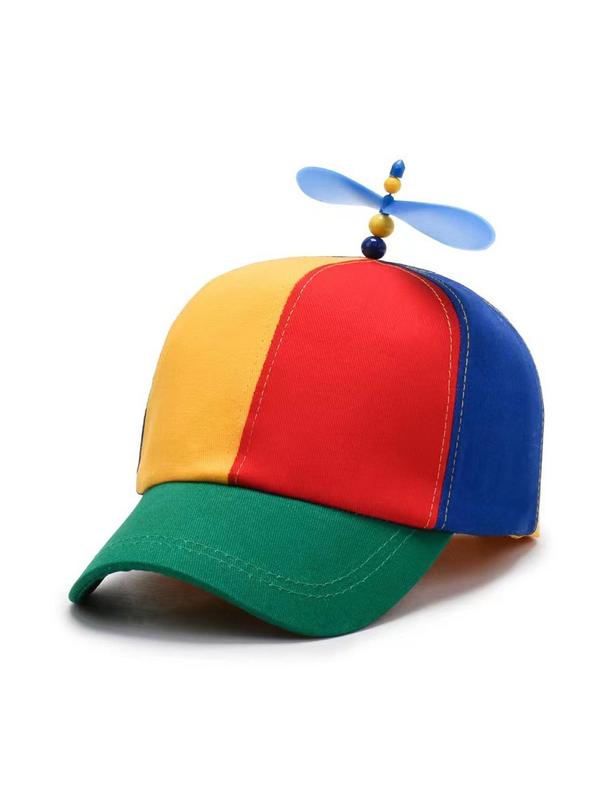 Colorblock Baseball Cap with Propeller Design, Casual Outdoor Sports Hat for Men & Women, Adjustable Sun Protection Cap for Daily Wear