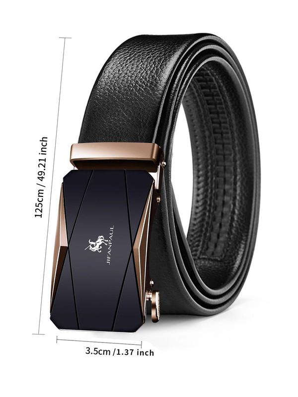 Fashion Plain Automatic Buckle Pu Leather Belt, Classic Business Texture Belt for Men, Casual Versatile Jeans Belt, Without Box