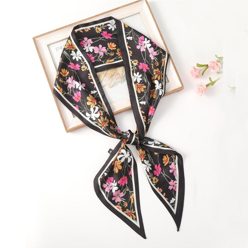 AWAYTR Long Silk Feel Scarf for Women Hair Scarf Polyester Neck Scarf Tie Bandana Headband Head Scarf Handbags Decoration