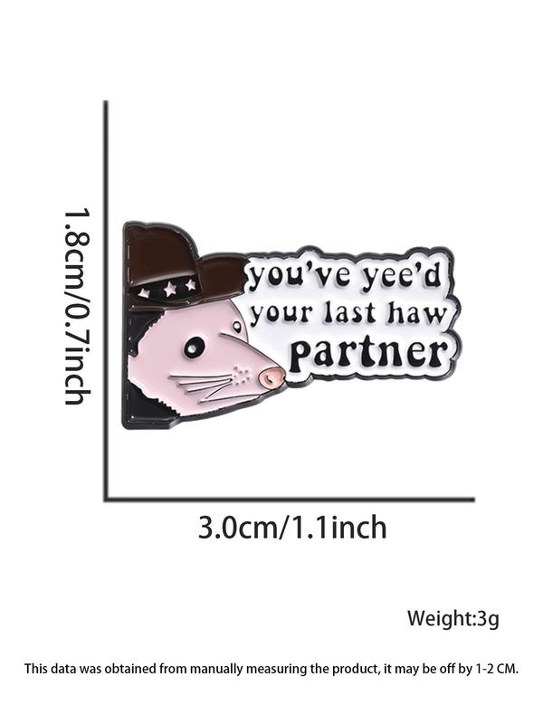 Fashionable All-match Cartoon Rat & Slogan Design Pin Brooch, Summer Fashion Alloy Badge for Daily Clothing Decor, Clothes Accessories for Men & Women