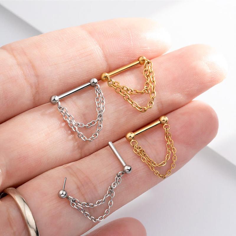 Oufer 16G Threadless Chain Style Septum Ring Push Pin