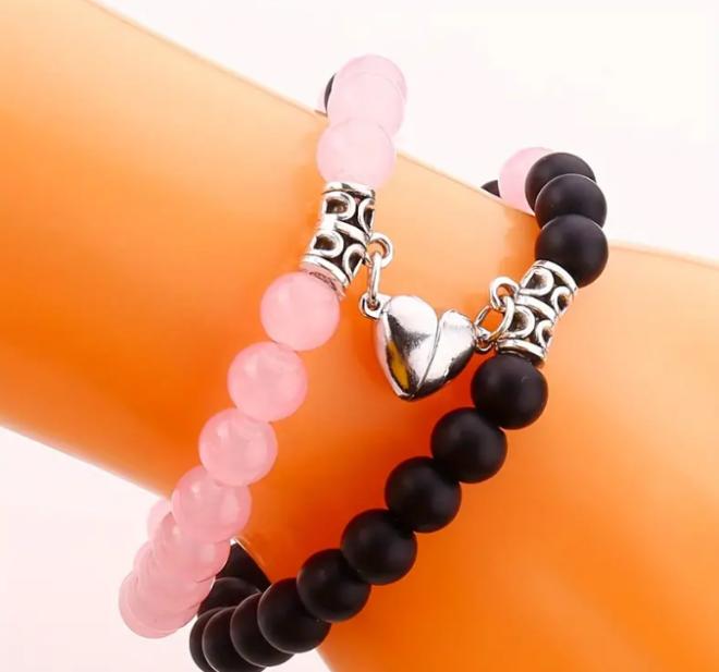 {Bracelet} Love heart magnetic couple bracelet, various colors couple magnetic bracelet