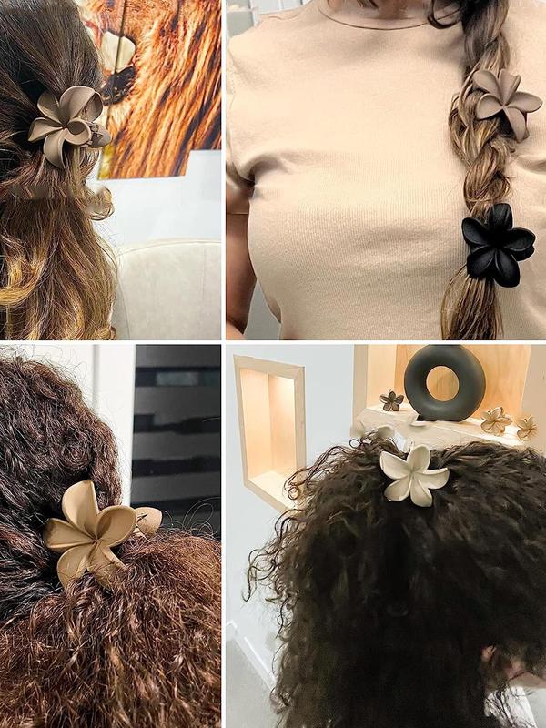 4pcs Mixed Color Flower Design Matte Non-slip Hair Clips, Casual and Versatile Hair Accessories for Women