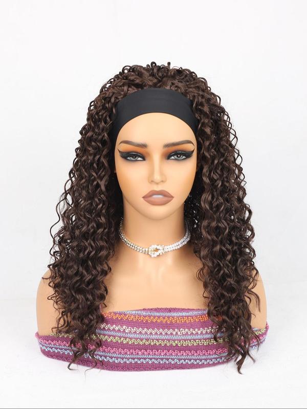 Women's 24inch Long Curly Wigs with Headbands,  Striking Natural Fluffy Glueless Hair Wigs for Daily, Cosplay, Anime or Costume Party, Striking Natural Fluffy Hair Wigs for Daily