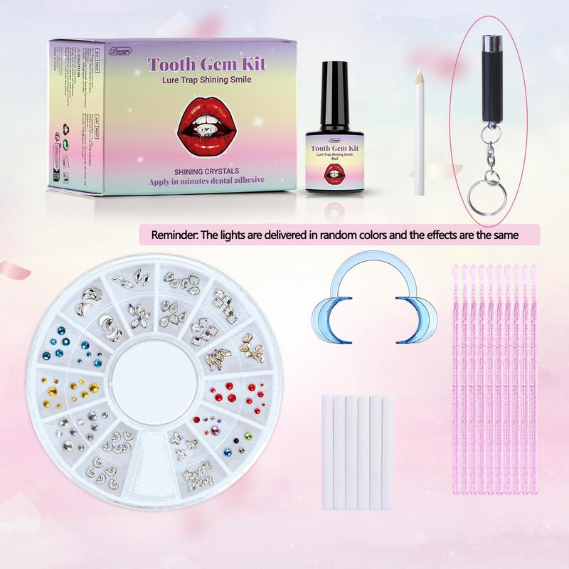 Tooth Gem Kit, 1 Box Tooth Jewelry Kit, Glue and Gem Suit UV Curing Light, Gems Picker, Removable Tooth Ornaments for Women & Men, Christmas, Christmas Gift