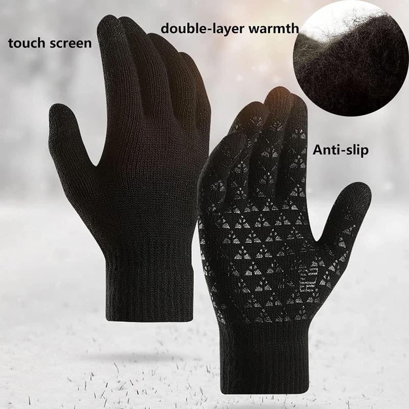 6 count Winter Beanie Hat Scarf Gloves Set for Men Women,Knit Skull Cap Winter Hat Touchscreen Gloves Neck Warmer Set