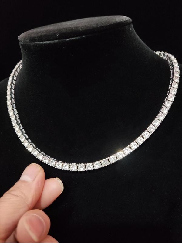 Fashion Simple Rhinestone Decor Chain Necklace for Gift, Casual Matching Necklace Jewelry for Men & Women for Party, Daily Clothing Decor