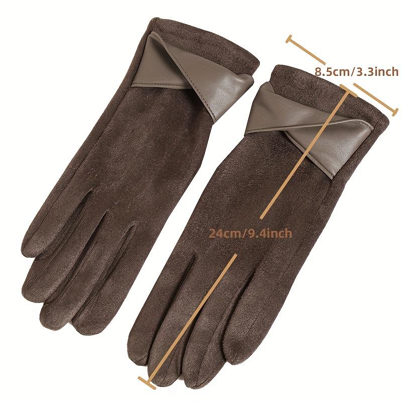 Women's Elegant Touchscreen Gloves, 1 Pair, Winter Warmth, Polyester Fleece Lining, Elastic, Solid Color, Bowknot Design, Breathable Knit, for Casual Outings, Biking, Driving