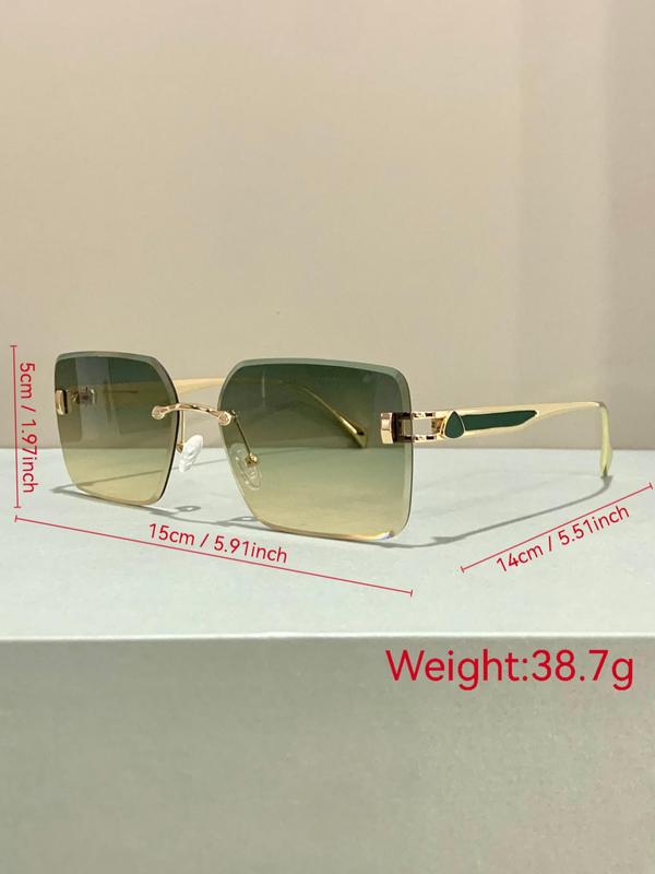 Unisex Simple Style Square  Sunglasses, Trendy Casual Rimless Sunglasses for Everyday Use, Fashion Accessories for Outdoor Activities