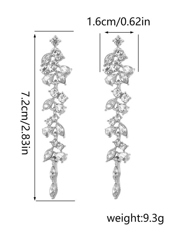 Women's Elegant Rhinestone Decorated Dangle Earrings, 1 Pair Exquisite Trendy Long Tassel Earrings, Fashionable Zinc Alloy Jewelry Accessories for Women for Daily & Party Decoration