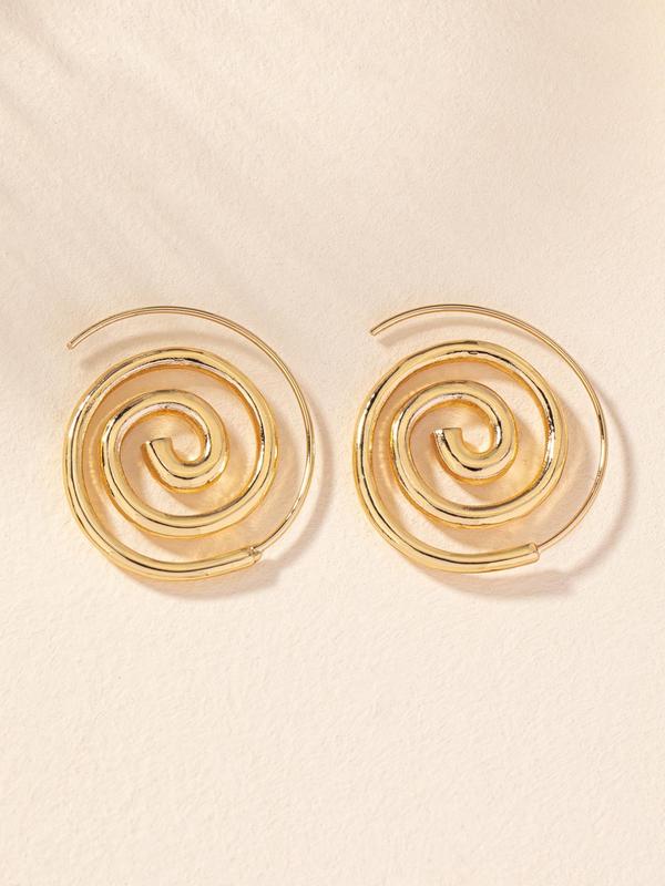 Women's Punk Style Spiral Shape Dangle Earrings, 1 Pair Trendy Exaggerated Dangle Earrings, Chic Street Trend Jewelry for Party Decor