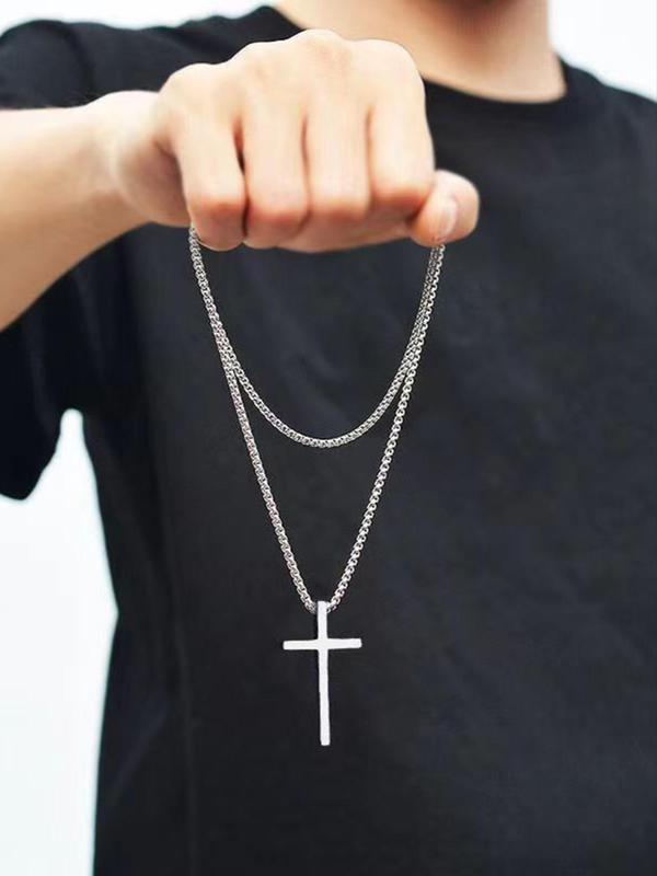 Cross Charm Titanium Steel Pendant Necklace for Men & Women, Hip Hop Fashionable Titanium Steel Jewelry, Classic Fashion Accessories for Daily Wear