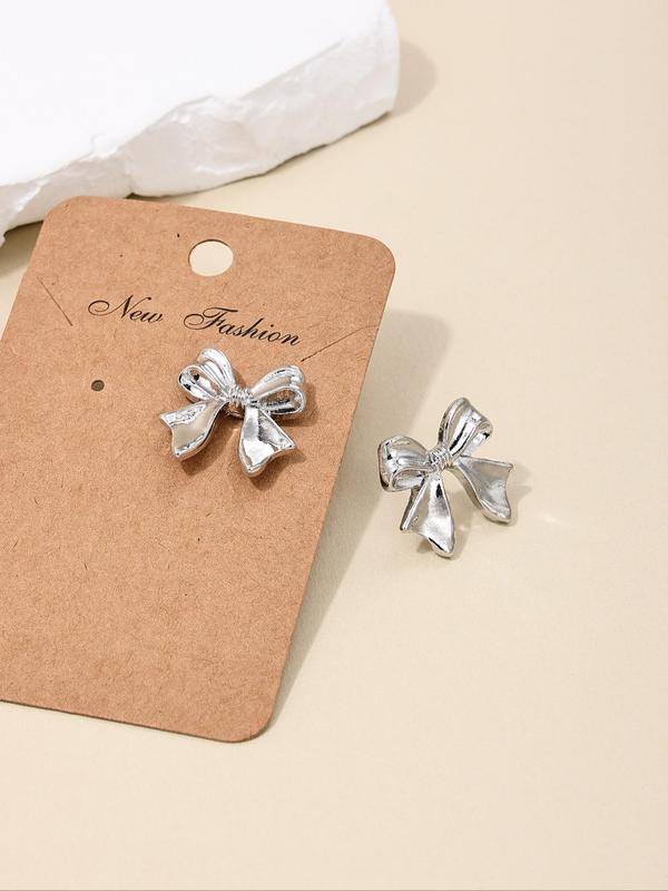 Cute Bow Decor Stud Earrings (1 Pair), Fashionable Jewelry for Women, Daily Clothing Decor, Trendy All-match & Exquisite Jewelry for Birthday Gift