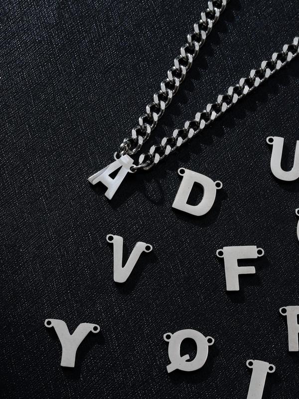 Fashion Alphabet Detail Pendant Necklace for Women & Men, Stainless Steel Jewelry for Party, Daily Decor, Trendy All-match & Exquisite Jewelry for Gift for Fall 2024