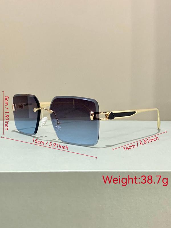 Unisex Simple Style Square  Sunglasses, Trendy Casual Rimless Sunglasses for Everyday Use, Fashion Accessories for Outdoor Activities