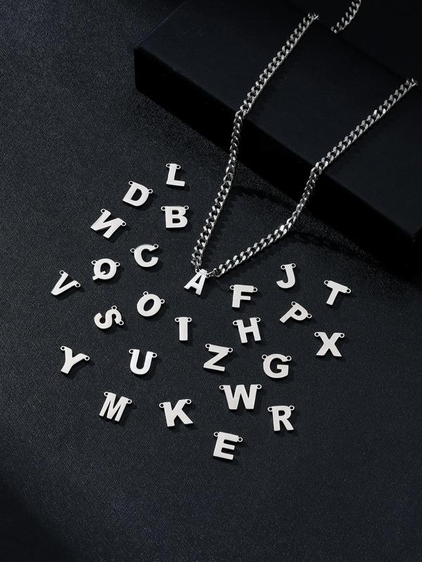 Fashion Alphabet Detail Pendant Necklace for Women & Men, Stainless Steel Jewelry for Party, Daily Decor, Trendy All-match & Exquisite Jewelry for Gift for Fall 2024