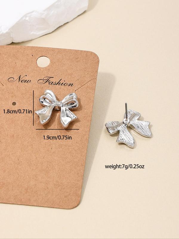 Cute Bow Decor Stud Earrings (1 Pair), Fashionable Jewelry for Women, Daily Clothing Decor, Trendy All-match & Exquisite Jewelry for Birthday Gift