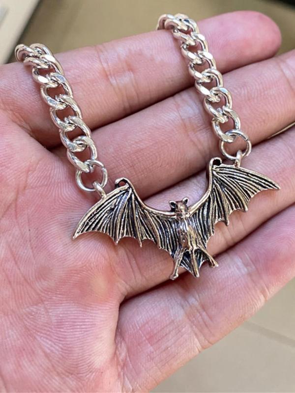 Vintage Bat Design Pendant Necklace, Y2k Gothic Style Creative Bat Pendant Necklace, Fashion Accessories for Men & Women, Perfect for Birthday Gift