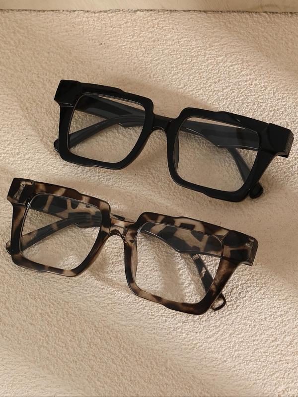 Fashion Leopard Pattern Non-prescription Glasses, Trendy Casual Glasses for Women, Fashion Eyewear Accessories for Daily Wear