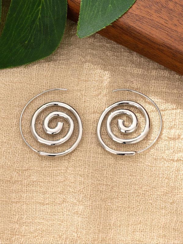 Women's Punk Style Spiral Shape Dangle Earrings, 1 Pair Trendy Exaggerated Dangle Earrings, Chic Street Trend Jewelry for Party Decor