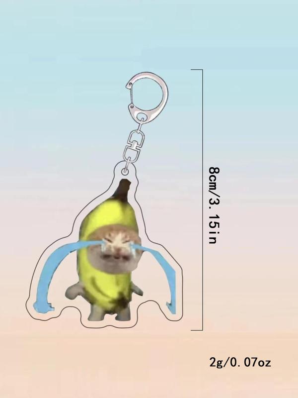 Cute Crying Cat Design Keychain,  Acrylic Novelty Key Fob for Car Keychain & Bag Charm, Novelty Kawaii Accessories As Gift for Friends