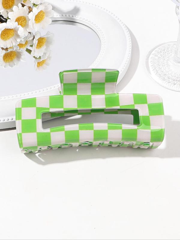 Checkerboard Pattern Hair Claw, Casual Versatile Hair Accessories for Women, Minimalist Headwear Suitable for Thick Hair, Fashion Hair Accessories for Party, Daily Clothing Decor