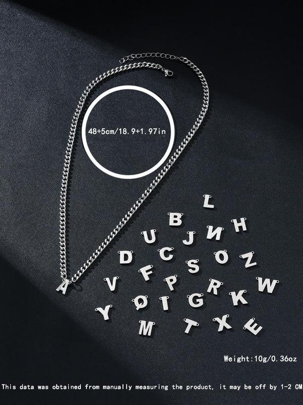 Fashion Alphabet Detail Pendant Necklace for Women & Men, Stainless Steel Jewelry for Party, Daily Decor, Trendy All-match & Exquisite Jewelry for Gift for Fall 2024