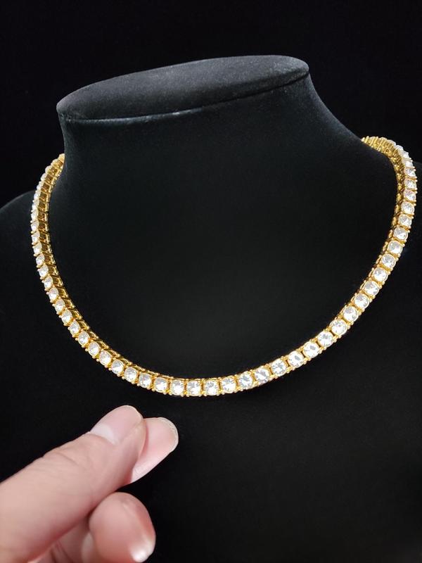 Fashion Simple Rhinestone Decor Chain Necklace for Gift, Casual Matching Necklace Jewelry for Men & Women for Party, Daily Clothing Decor