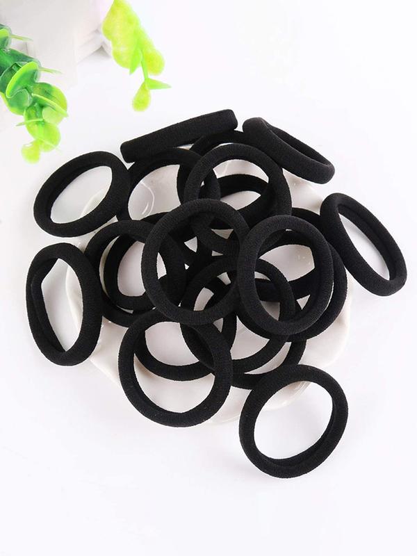 100pcs set Summer High Stretch Ponytail Hair Tie, Casual Simple Plain Hair Tie, Daily Hair Accessories for Girls Women