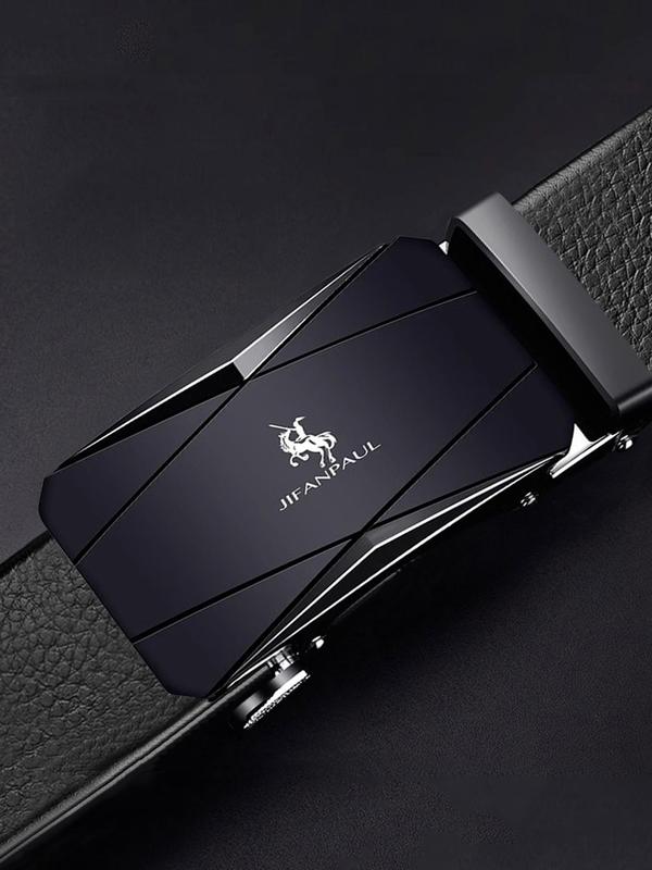 Fashion Plain Automatic Buckle Pu Leather Belt, Classic Business Texture Belt for Men, Casual Versatile Jeans Belt, Without Box