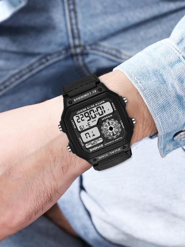 Men's Digital Fashion Watch with Nylon Strap, Casual Sporty Square Face Dial Analog Wristwatch Without Box