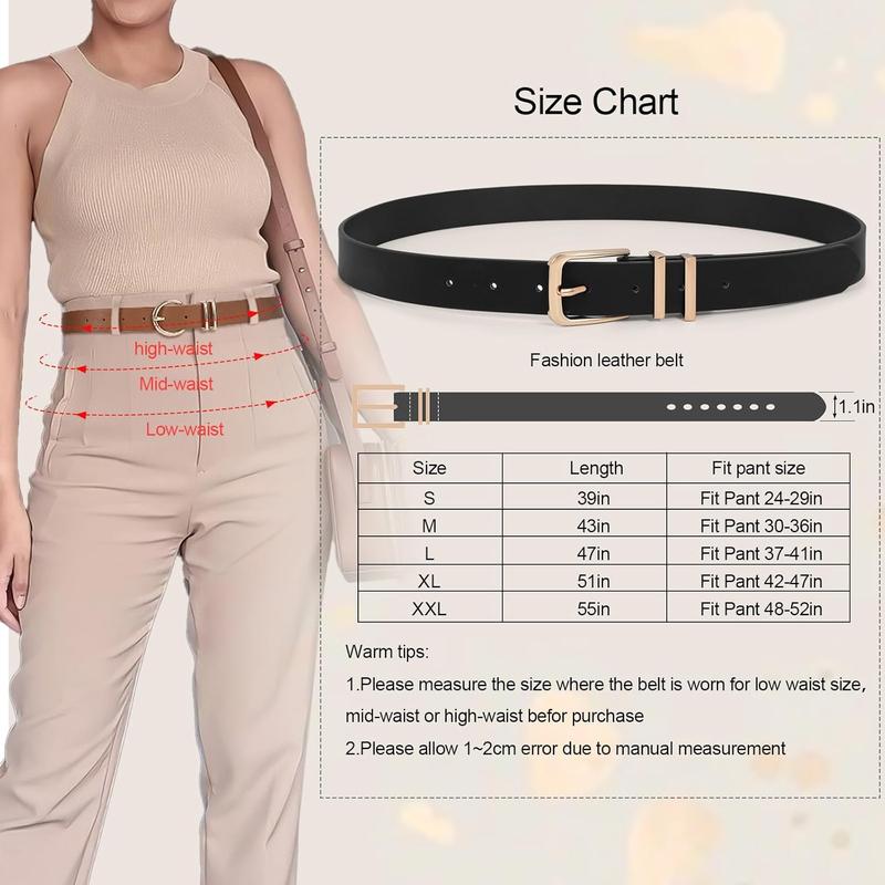 3 Pack Women Belts Ladies Leather Waist Belt For Jeans Dresses Pants  with Gold Buckle