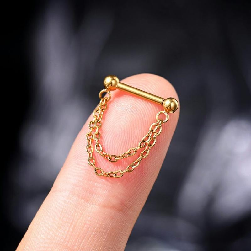 Oufer 16G Threadless Chain Style Septum Ring Push Pin