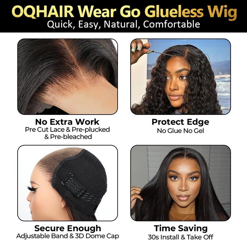 [NEW IN] OQ HAIR Silk Straight Pre-cut 7x5 HD Lace Wear Go Glueless Wig Bleached Mini Knots Beginner Friendly