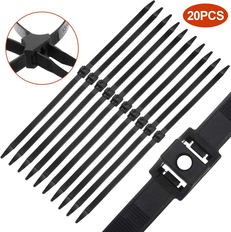 20 count 9.85'' Zip Ties  Disposable Heavy Duty Tie Double  Locking Cuffs Flex Tie Plastic Nylon Tie Restraints, Black, 0.5 x 9.85 Inches