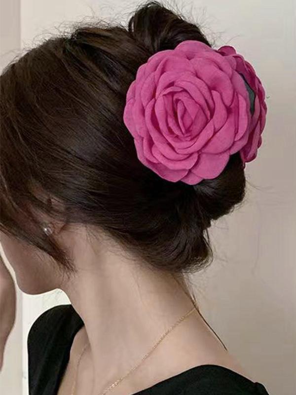 Vintage Rose Flower Decorative Hair Claw, Elegant Non Slip Claw Clip, Ponytail Holder, Fashion Hair Accessories for Women & Girls