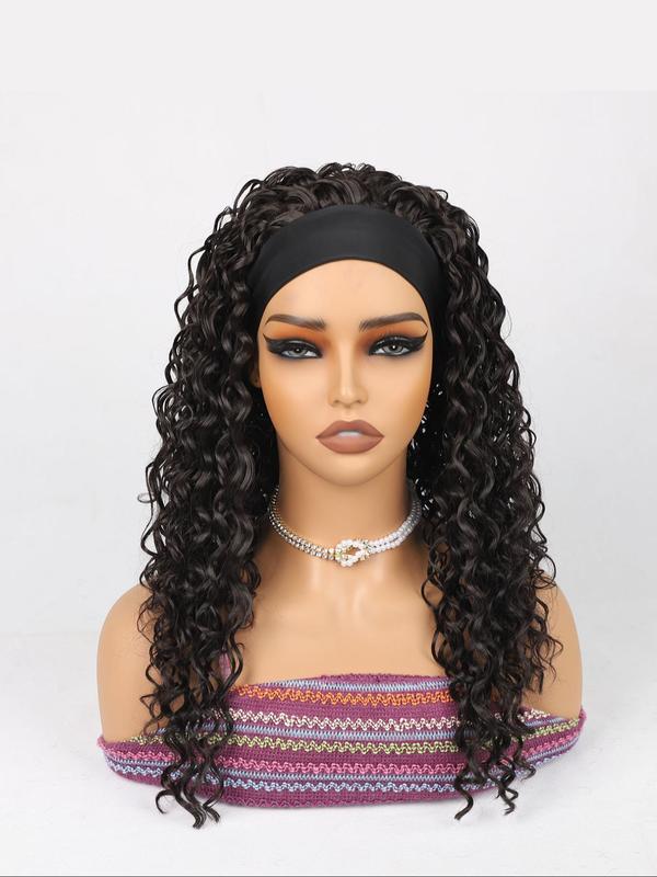 Women's 24inch Long Curly Wigs with Headbands,  Striking Natural Fluffy Glueless Hair Wigs for Daily, Cosplay, Anime or Costume Party, Striking Natural Fluffy Hair Wigs for Daily