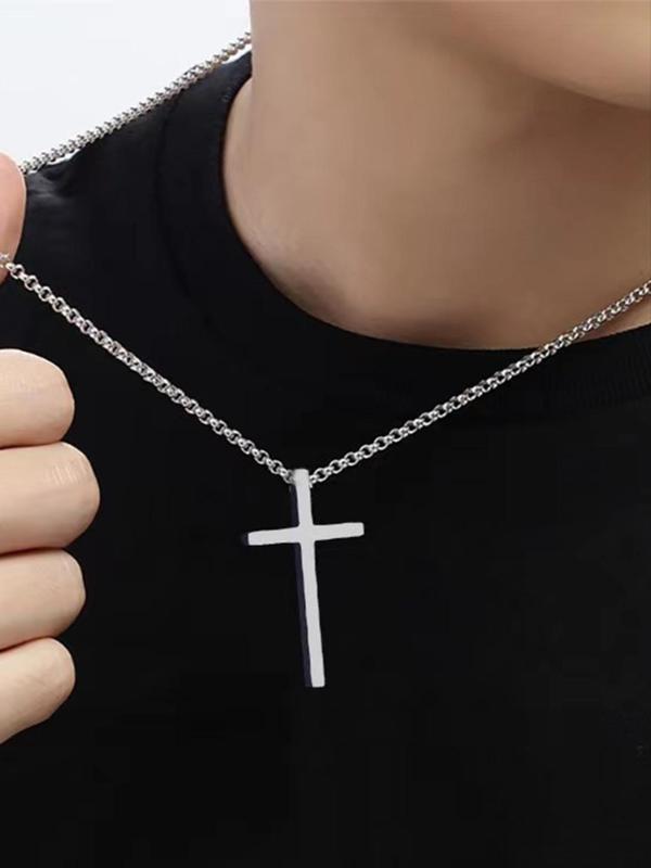 Cross Charm Titanium Steel Pendant Necklace for Men & Women, Hip Hop Fashionable Titanium Steel Jewelry, Classic Fashion Accessories for Daily Wear