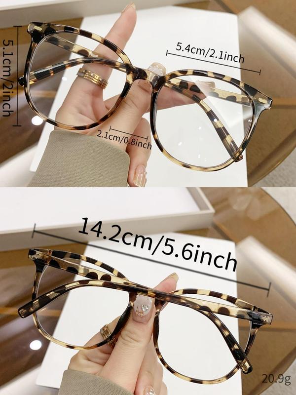 Cute Round Frame Tortoise Eyeglasses for Women & Girls, Fashion Eyeglasses for Work, Daily Clothing Decor, Perfect for Student Daily Use